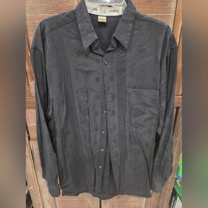 Policy Men's Black Dress Shirt Medium Long Sleeve